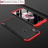 Wow Imagine 3 In 1 Double Dip Case All Angle Protection Matte Hard Back Case Cover For Xiaomi Mi Redmi Note 5 Pro - Black With Red