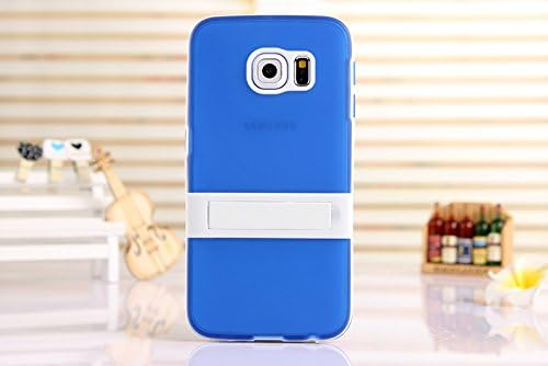 Samsung Galaxy S6 edge Case, [Korean Style] [Clear Solid] [TV Holder Design] [Attractive Exterior] [TPU Gel] Soft Stand Back Case--Blue