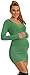 Happy Mama Women's Maternity Stretchy Knit Tunic Jumper Pullover with Hood 908p (Green, 8/14)