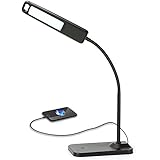 Desktop Lamp, HQOON Office Desk Lamp with USB Charging Ports, Eye Care LED Reading Light , Bedside Touch Sensor Table Lamps (3 Lighting Modes, Brightness Stepless Adjusted )
