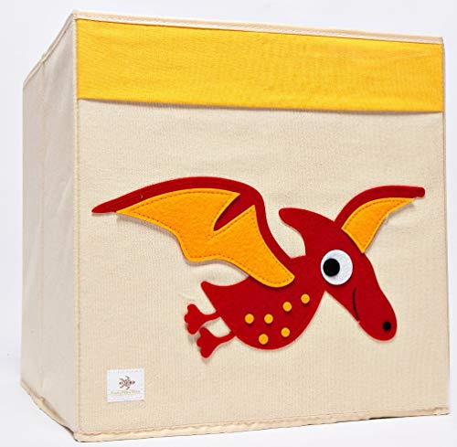 Preisvergleich Produktbild Funky Mata Mata Aufbewahrungsbox für Kinder, Dinosaurier-Motiv, für Kinderzimmer, Spielzimmer, Regal für Spielzeug, Kleidung, Organizer, Stoff, faltbar, einfach aufzubauen Yellow - Baby Tero