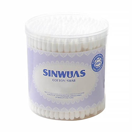 Preisvergleich Produktbild Cotton fioc, Einmal-Baumwolle mit Spiralkopf Zwei Baumwoll-Pinseln mit doppeltem Kunststoffkopf zur Reinigung mit Trinkflasche 200 Stück schwarz weiß