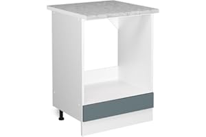 Vicco Oven housing cabinet Raul, Blue-Grey/White, 60 cm, WT Marble