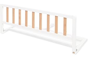 Pinolino Barrière de lit 'Classic', Blanc/Naturel; Mat Noble : MDF uni, laqué Blanc et Transparent, L 90 cm, l 32 cm, H 36 cm, à Glisser sous Le Matelas, Sangle de Liaison pour Fixation au sommier