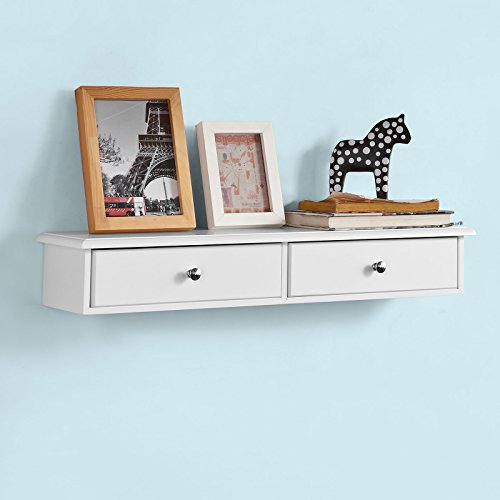 SoBuy® Wandschrank, Hängeschrank, Badezimmerschrank, Wandregal, Hängeregal, Wandgarderobe mit 2 Schubladen,FRG43-W - 4