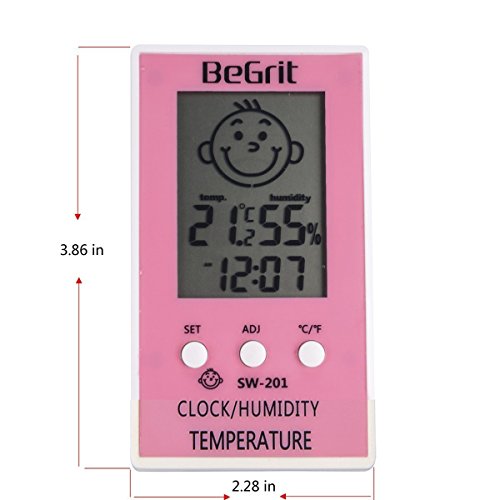 BeGrit Innen Hygrometer Thermometer für Baby-Raum-Temperatur Feuchtigkeit Feuchte Überwachung, digital einfach Sofort mit Lächeln / Unhappy Emotion Icon lesen - 2