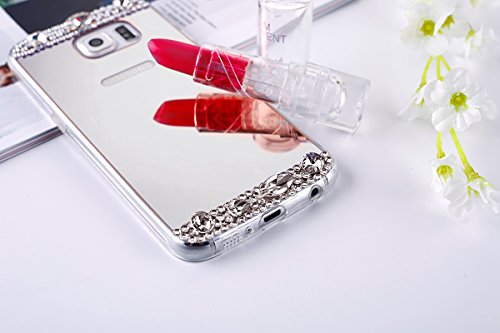 Galaxy S8 Plus Hülle,Galaxy S8 Plus Schutzhülle,Galaxy S8 Plus Case,ikasus® [Bling Glitzer Kristall Strass Diamant Spiegel Hülle] Galaxy S8 Plus Silikon Hülle,Glänzend Glitzer Kristall Strass Diamanten Überzug Mirror Spiegel Muster Stoßdämpfend TPU Silikon Schutz Handy Hülle Case Tasche Silikon Crystal Case Schutzhülle Etui Bumper für Samsung Galaxy S8 Plus – Silber - 3