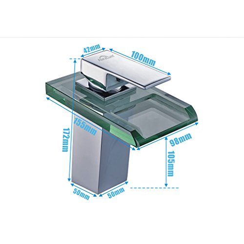 AuraLum® LED Niederdruck Einhebelmischer Wasserhahn Badarmatur Waschtischarmatur Waschtischbatterie mit Wassersparen Funktion - 3