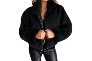 KeYIlowys Giacca da Donna in Peluche con Cerniera in Pelliccia Sintetica Autunno E Inverno in Pelliccia di Coniglio