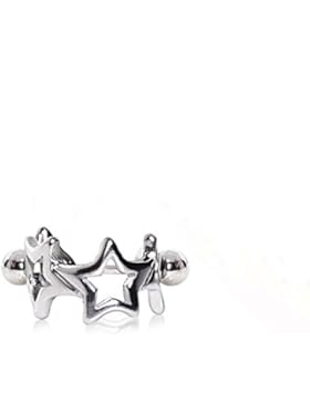 Interlocked Double Star Surgical Steel Upper Ear Cartilage Cuff Bar