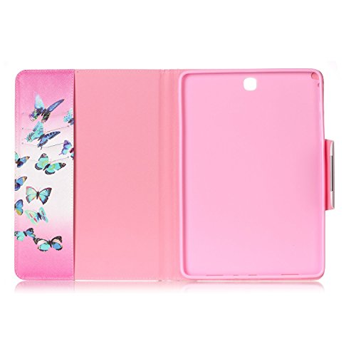 Samsung Galaxy Tab A 9.7 SM-T550 Hülle, Deenor Bunt Painting und Stilvoll Brieftasche Tasche PU Leder Flip Protective Stand Tasche Schutzhülle Hülle für Samsung Galaxy Tab A 9.7 SM-T550.[Blue Butterflies] - 7