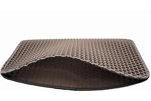 Waggle Wonders - Cat Litter Mat – Large Litter Tray Mat, Honeycomb Double Layer Design, Non-Slip, Waterproof, Soft on Paws, Washable (Grey, 60 x 45 cm)