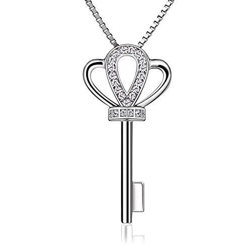 B.Catcher Halskette Damen Kette 925 Sterling Silber Anhänger „Schlüssel zu meinem Herzen“ Schmuck Schlüssel Zirkonia 45CM Kettenlänge Valentinstag Geschenk