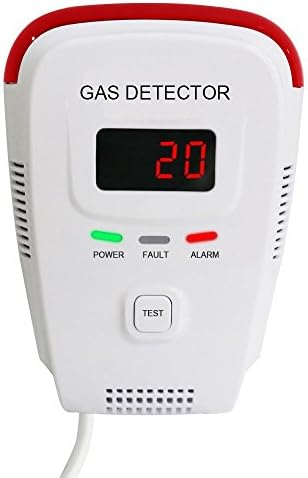 Techamor Plug-In Combustible Natural Gas Detector Alarm with Voice Warning and Digital Display