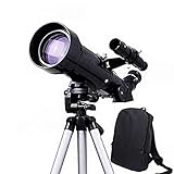 ★ telescopio refractor con una apertura de 60 mm y una distancia focal de 700 mm, que recoge más luz y proporciona una imagen de alto contraste muy agradable. Las ópticas revestidas de vidrio aseguran un brillo y claridad de imagen mejorados. Atención: ¡nunca mire directamente al sol a través del telescopio!
