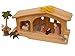 Produktbild Weihnachtskrippe aus Holz | auch als Kinderbauernhof einsetzbar | handgefertigt | nostalgisch, schlichtes Design | mit Fenstern und beweglichen Türen | wird fertig montiert geliefert | fantasievolle oder historische Geschichten nachspielen | ein Weihnachtsstadl als Hingucker unter jedem Christbaum