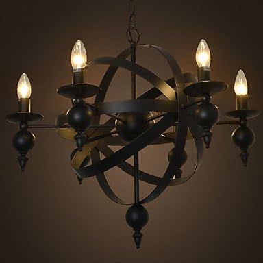WEITING American Style Country Retro Living Room Chandeiler Iron Candle Globe Suspension Lights , 220-240v