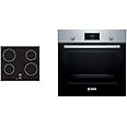 Bosch Home & Kitchen Appliances Bosch Serie 2 PUG61RAA5B Induction hob, 60 cm, Black & Serie 2 HHF113BR0B Stainless Steel Single Electric Oven with A Energy Efficiency, 66 Litre Capacity