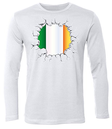 Fussball Irland 5724 Fanshirt Fan Shirt Tshirt Fanartikel Artikel Männer Herren T-Shirts Longsleeve Langarm Weiss S