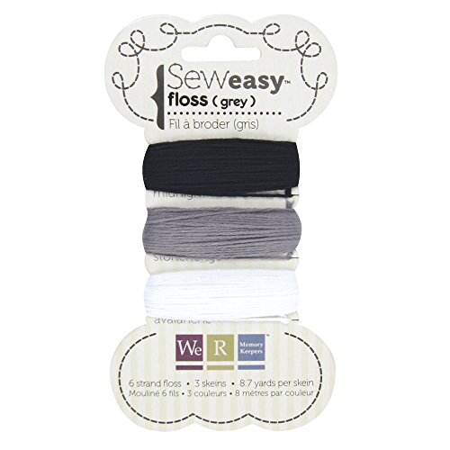 RAYHER - 57058000 - SewEasy Floss, Stickgarn, SB-Karte 3 Farben á 8m, schwarz,weiß,grau
