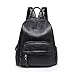 Produktbild Mexzy Frauen Rucksack, Mädchen Pu-Leder Teenager Schulranzen Doppelreißverschlüsse Bookbag Damen Rucksack Kopfhörer Port für Freizeit, täglichen Gebrauch,Black
