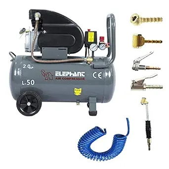 Elephant Combo of Air Compressor 50 Ltr and PU Pipe with Air Inflators (Set of 5 Pcs.).