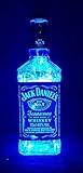 botellas jack daniels 50 ml  Jack Daniels - Botella lámpara con 80 ledes Azul upcycling regalo Idea