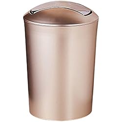 Mecotech Poubelle avec Couvercle à Bascule Mini Poubelle de Table Salle de Bain Bureau Chambre Cuisine Café, Plastique, 6.5 L (Doré)