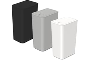 ACCMUZZY 3pcs 9L Slim Bathroom Bin With Lid - Dog Proof, Touch Top, Narrow Trash Can for Bedroom, Office, Living Room, Kitchen, Toilet (3 Colors)