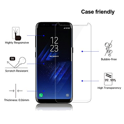 Samsung Galaxy S8 Displayschutzfolie, Otao [case-friendly Version] 3D Curve Passform klar gehärtetem Glas Displayschutzfolie für Samsung S8 Displayschutzfolie - 5