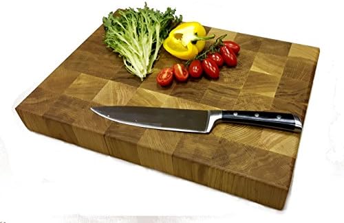Large Chopping Board in End Grain Oak Wood Cutting Board / Butchers Block (30cm x 6cm x 42cm)