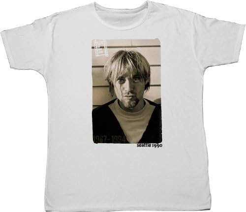 Back in the Day Kurt Cobain Face T-Shirt (White,X-Large)