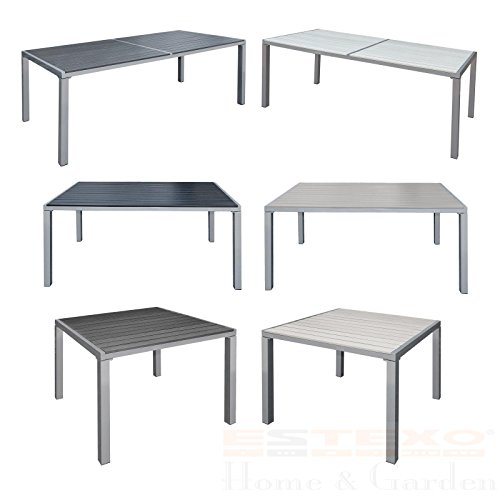 Preisvergleich Produktbild Gartentisch Alu WPC Terrassentisch Holzimitat Esstisch Gartenmöbel Tisch (150x90x72 cm, Beige)