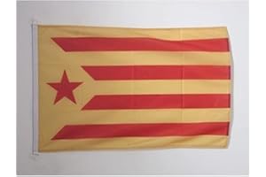 AZ FLAG Bandera Nautica de CATALUÑA ESTELADA VERMILLA 45x30cm - Pabellón de conveniencia Catalunya INDEPENDENTISTA GROGA 30 x 45 cm Anillos