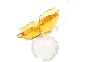 AIDNTBEO Kristall Schmetterling Ornament Handwerk Glas Briefbeschwerer Home Für Hochzeit Dekoration, Kristall Schmetterling Ornament Handwerk Glas Briefbeschwerer Zuhause für Hochzeitsdekoration, Gelb