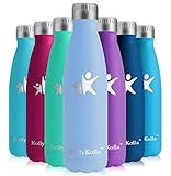 KollyKolla Gourde Inox Isotherme - 750ml, Bouteille d'eau Acier Inoxydable à Double Paroi Reutilisable Gourdes Sans BPA Etanche Bidon Anti Fuite pour Enfant & Adulte, Sport, Gym, école, Azur