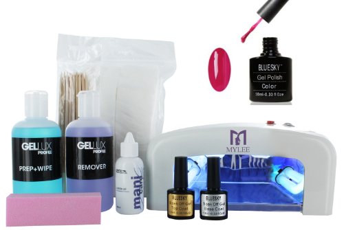 Bluesky Kit With Neon Verry Berry Uv Led Nail Gel Polish