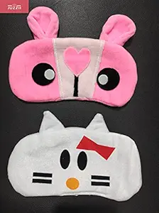 JUZZII Velvet Super Soft Blind Sleeping Cartoon Character Eye mask shade for Men Women Girls Boys Kids - (Pack of 2) Model.No.33-24