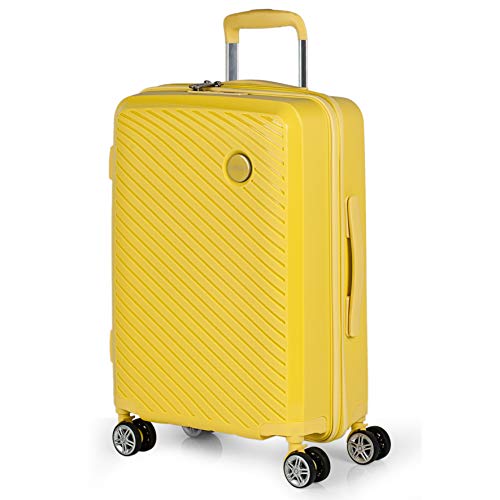 Color Amarillo Pequeña Cómoda Resistente Ligera y Bonita 71250 Equipaje de  Mano Low Cost Ryanair Precio ITACA Maleta Cabina de Viaje Rígida 4 Ruedas  Trolley 55 cm ABS Equipaje de mano Equipaje