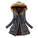 Produktbild Sannysis Damen Mantel Lang Winterjacke Fell Wintermantel Parka Warmer mit Kapuze Jacke (S, Grau)