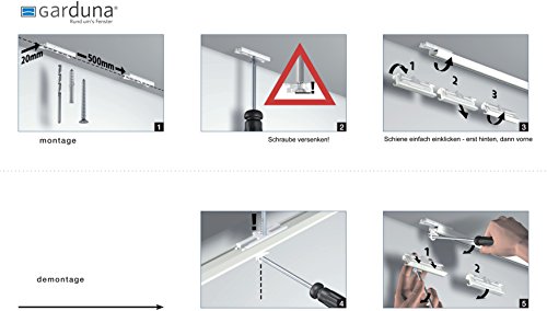 GARDUNA 120cm Schleuderschiene Gardinenschiene Vorhangschiene, Aluminium, silber, hochwertig eloxiert, 1-läufig - 6