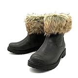 TianWlio Stiefel Frauen Herbst Winter Schuhe Stiefeletten Boots Retro Slouch Warm Halten Runder Schuh mit Flachem Absatz und Rutschfestem Schuh Schwarz 41