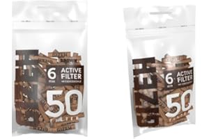 GIZEH Raucherbedarf Gizeh 20586 Lot de 2 sachets de 50 100 filtres à charbon actif Marron 6 mm