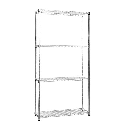 Pantalla Drakes Grande 180 x 90 x 35 cm/Acabado Cromado Alambre Resistente con 4 estantes estantería, Plateado