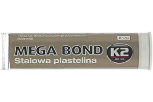 K2 Sconosciuto Mega Bond, Mastice di Acciaio, bicomponente, Ideale per Elaborazione di Pezzi Metallo, Ferro, Acciaio, Tubo di 60 g