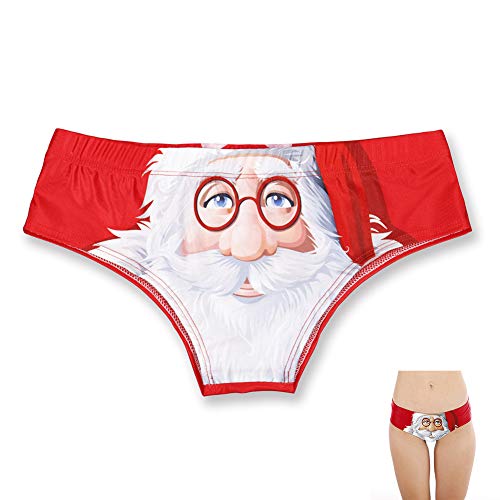 Preisvergleich Produktbild Xiton 1pc Woamn unterWäsche Weihnachten sexy Slips Mädchen Keine Spur Bauch ultradünne Polyester Santa Claus Höschen für Frauen (Farbe: rot, Größe: S / M)