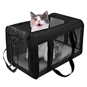 VIEFIN Pet Carrier for Small Medium Cats Dogs,Airline Approved Small Dogs Carrier Collapsible Medium Cat Carriers Soft-Sided, Portable Pet Travel Carrier for 13 lbs Cats Dogs Puppies Kitten(Black)