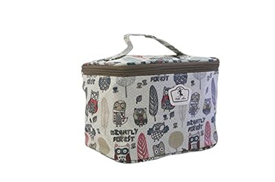 NOVAGO Trousse de toilette Vanity tissu plastifié solide , durable et imperméable (Hibou)