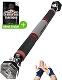 Barre de Traction Sportstech Porte Noire téléscopique, Fixation hexagonale KS200 Levier de Serrage Pull-up Rembourrage Main, Musculation Murale Fitness, sécurisé + Gants d'entraînement