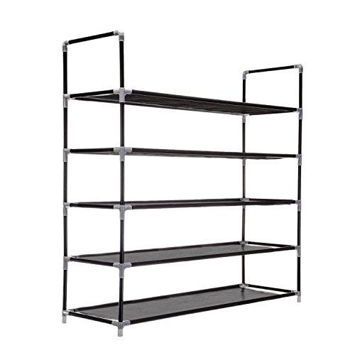 XXL Schuhregal 91 x 88 x 30 cm Schuhablage mit 5 Ablagen für 25 Paar Schuhe als Schuhschrank und Schuhständer – schwarz - 3